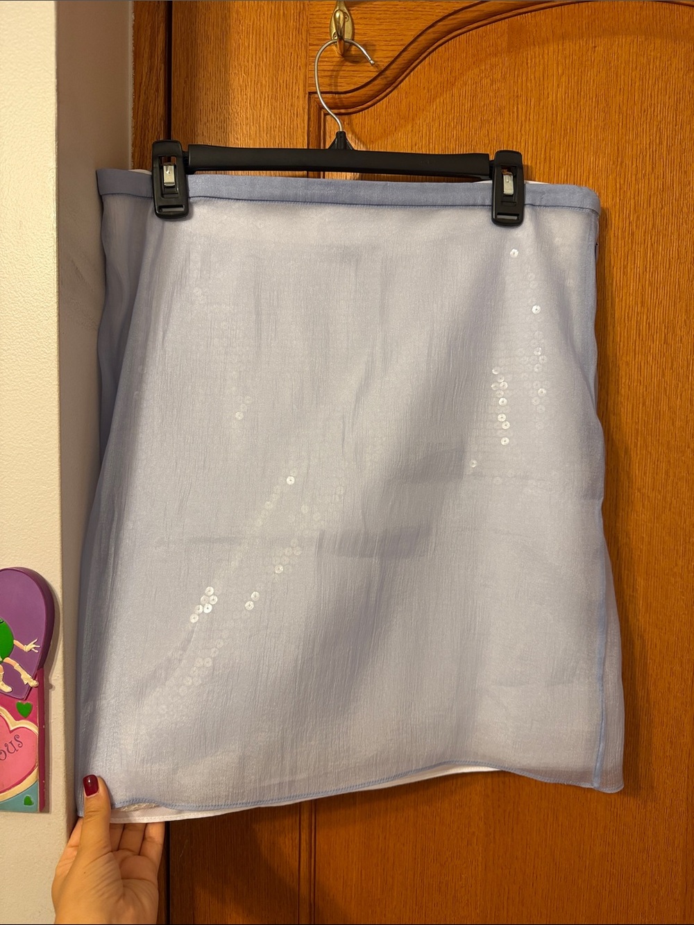 2 in 1 Light Blue Sequin-Accent Mini Skirt